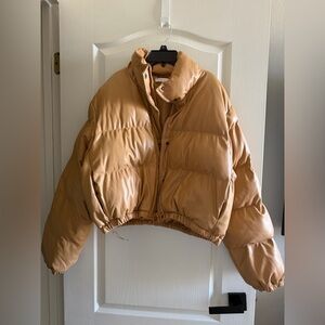 VICI Faux Leather Puffer Jacket - Camel